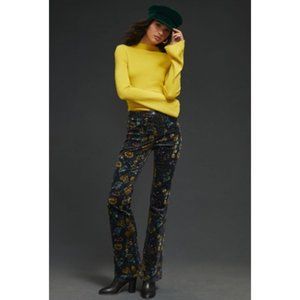 Women's Floral Velvet Bootcut Pants - Navy Multi